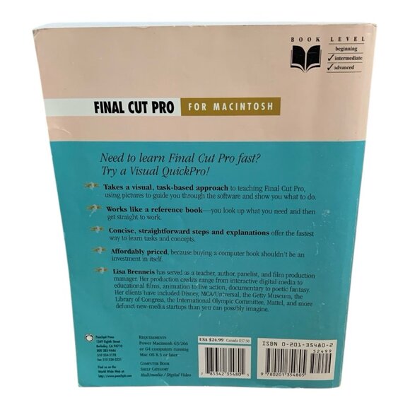 Lisa Brenneis Final Cut Pro for Macintosh Visual QuickPro Guide TextBook - Picture 2 of 2